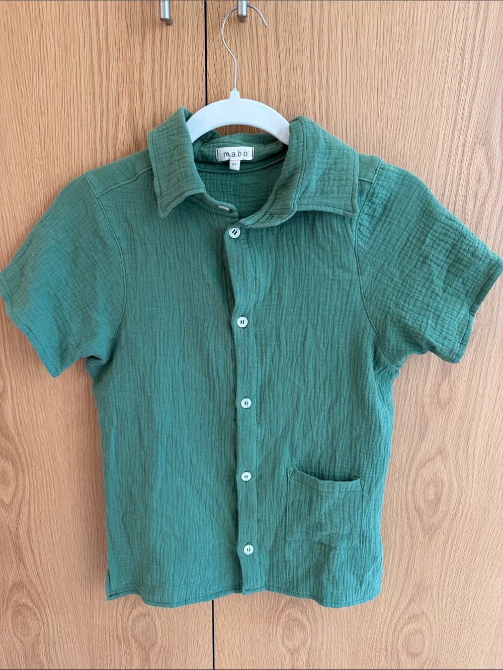 mabo kids 100% organic cotton Short-Sleeve Button-Up Shirt size 10/11